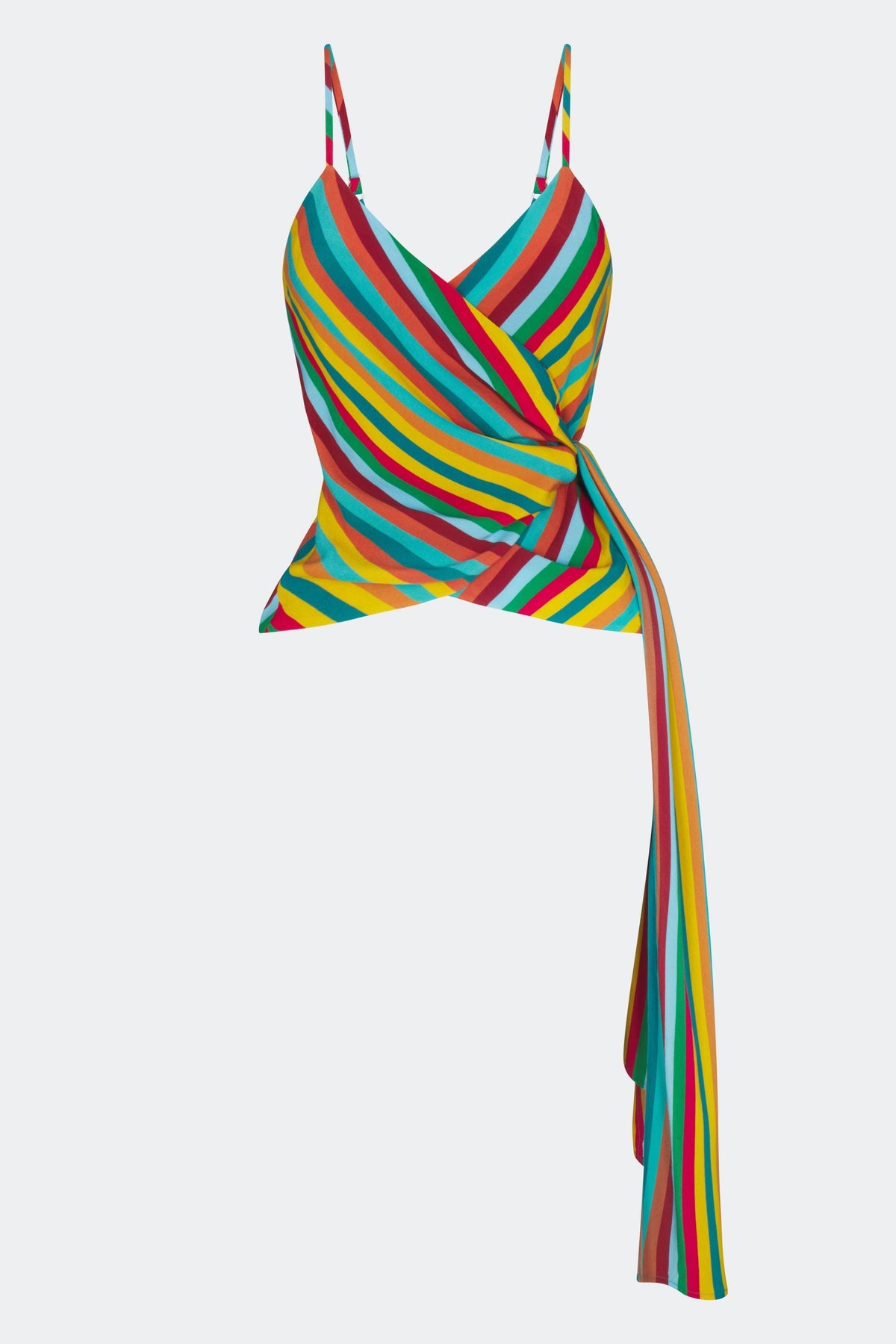 Marlowe Crepe Tie Tank - Vibrant Multi Stripe