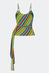 Marlowe Crepe Tie Tank - Vibrant Multi Stripe