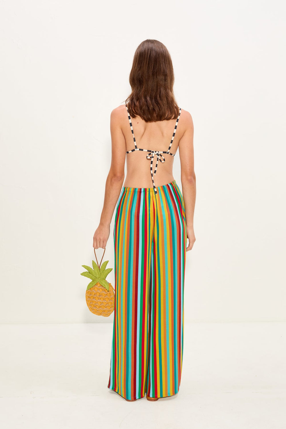 Nella Crepe Wide Leg Pant - Vibrant Multi Stripe