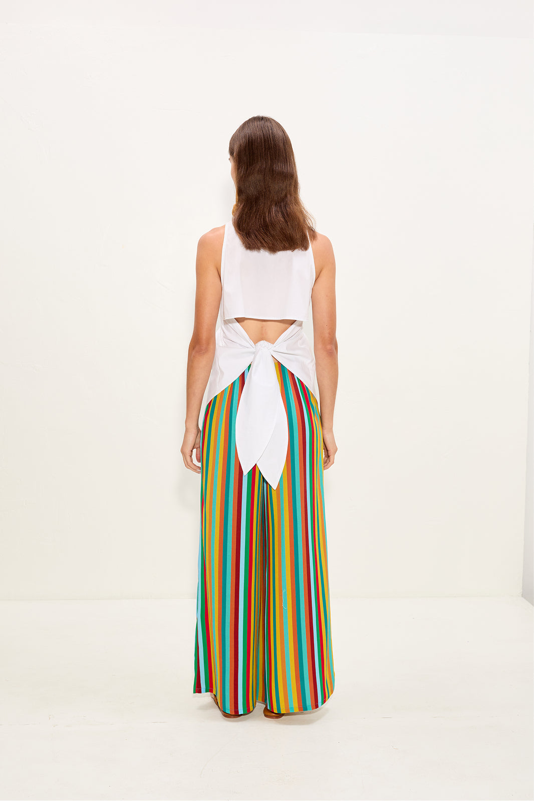 Nella Crepe Wide Leg Pant - Vibrant Multi Stripe