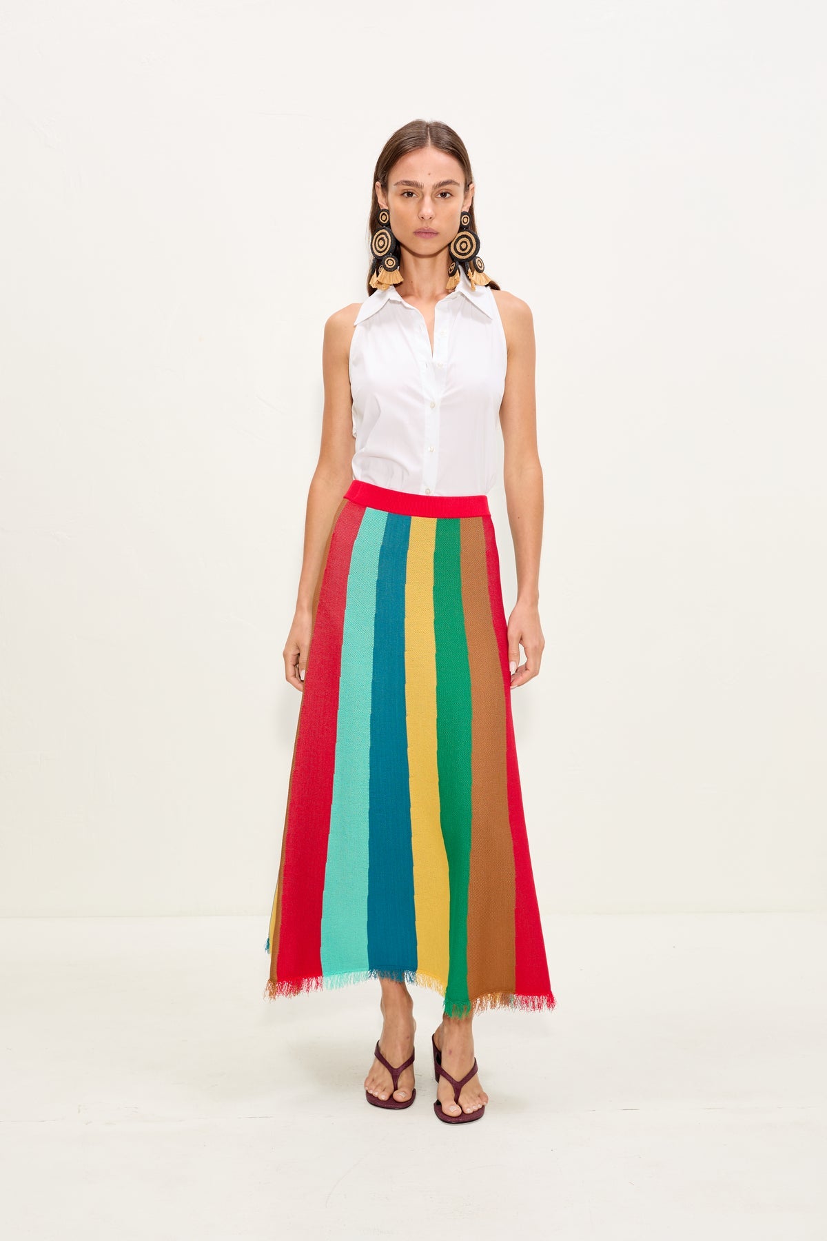 Alita Knit Skirt - Vibrant Multi Stripe