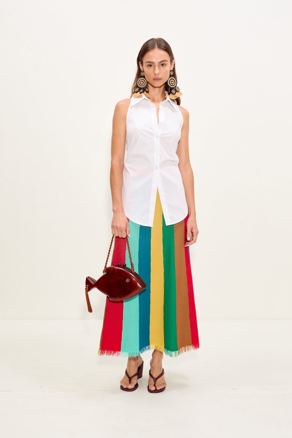 Alita Knit Skirt - Vibrant Multi Stripe