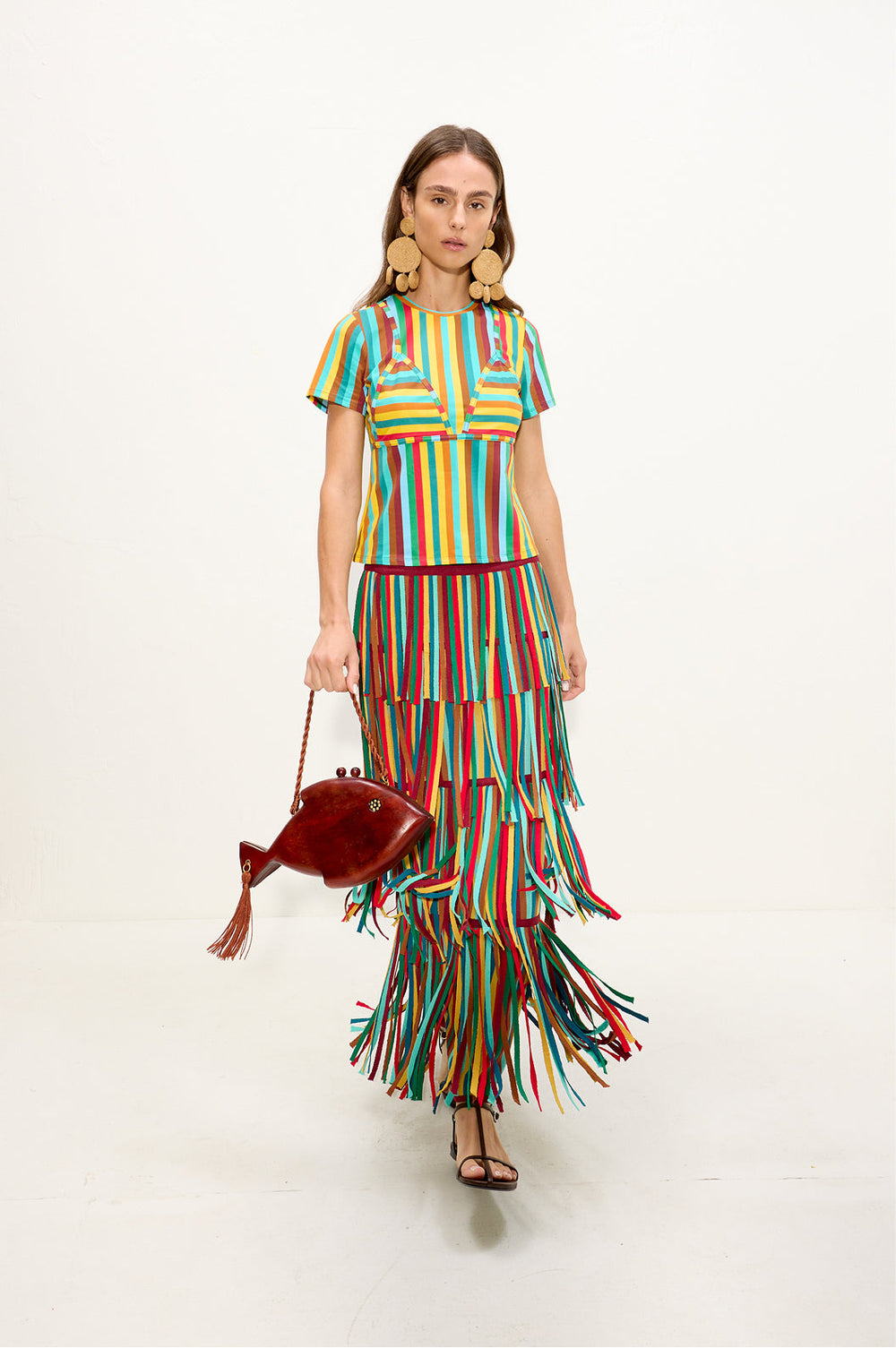 Za Za Knit Skirt - Vibrant Multi Stripe