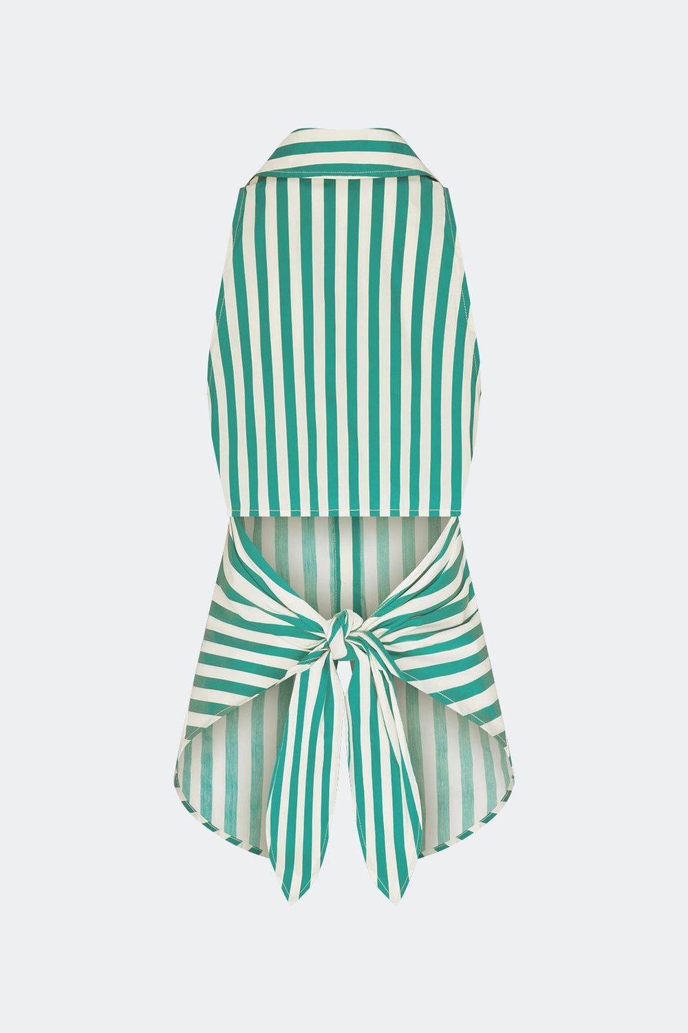 Loch Sleeveless Poplin Button Up - Teal/Cream Stripe