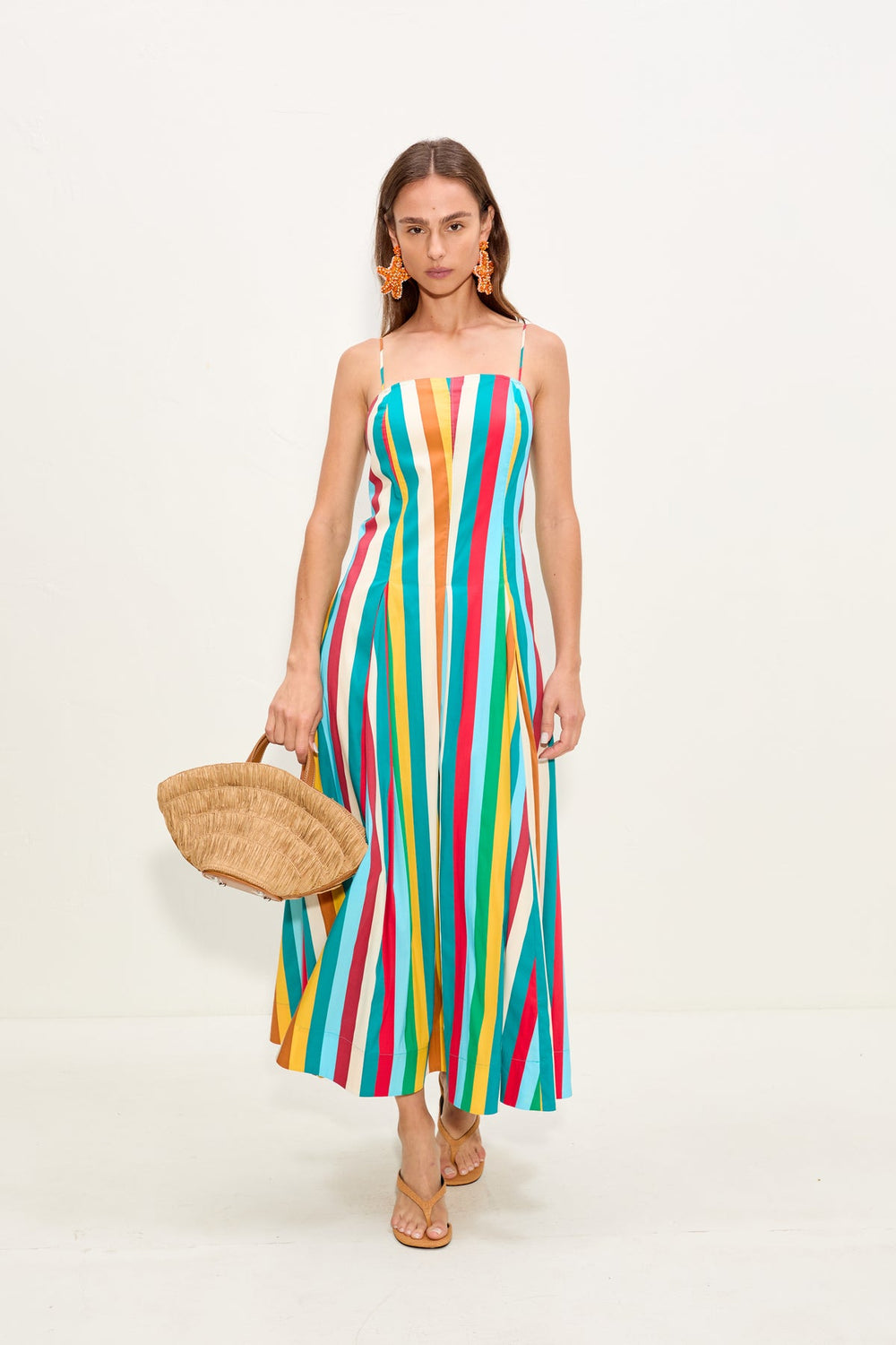 Astrid Poplin Dress - Vibrant Multi Stripe
