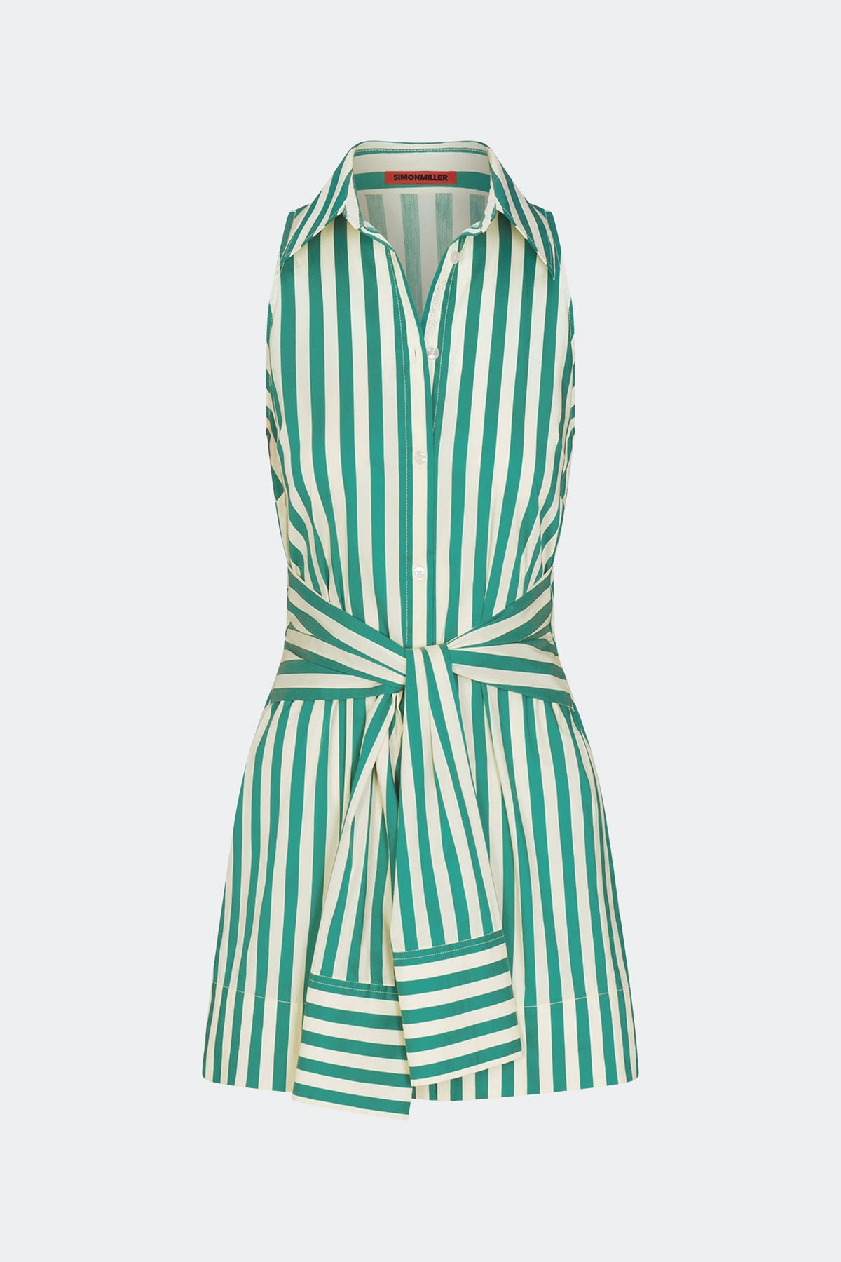 Inna Sleeveless Poplin Mini Dress - Teal/Cream Stripe