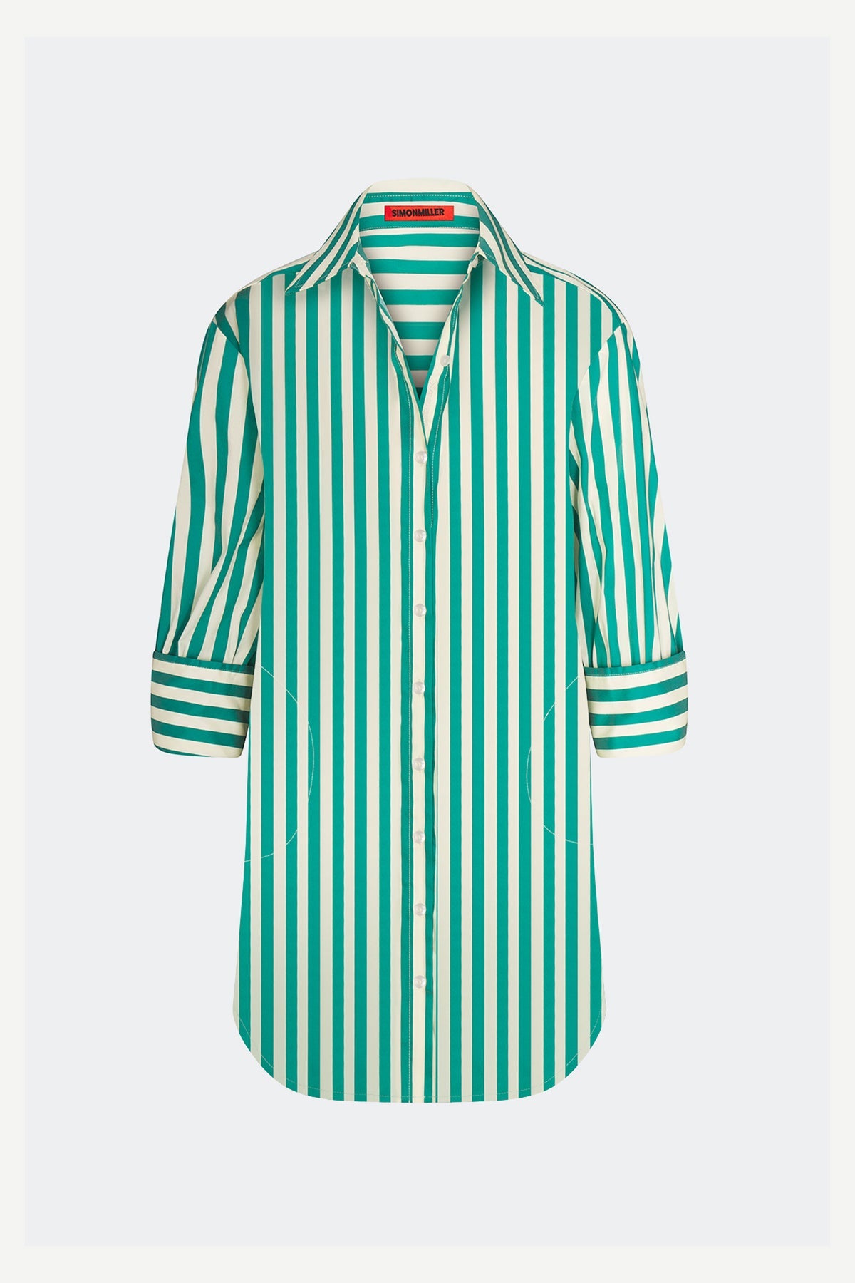 Kena Poplin Dress - Teal/Cream Stripe