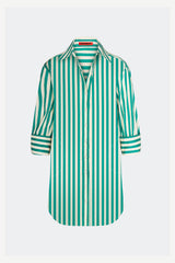 Kena Poplin Dress - Teal/Cream Stripe