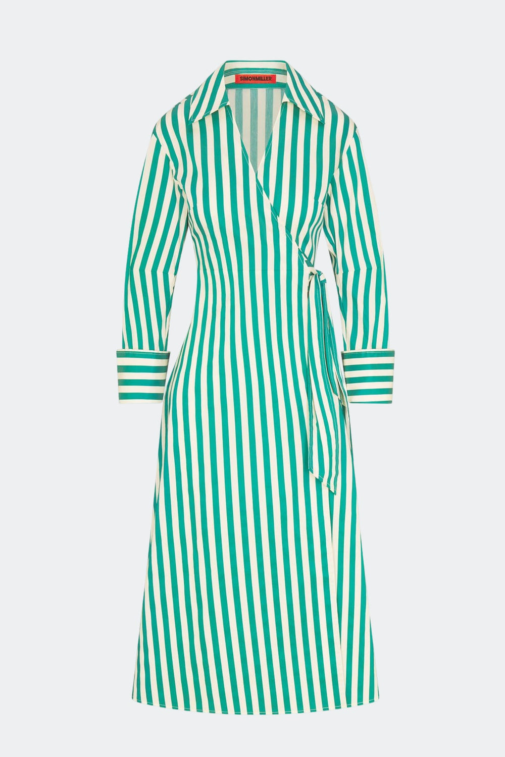 Anya Poplin Wrap Dress - Teal/Cream Stripe