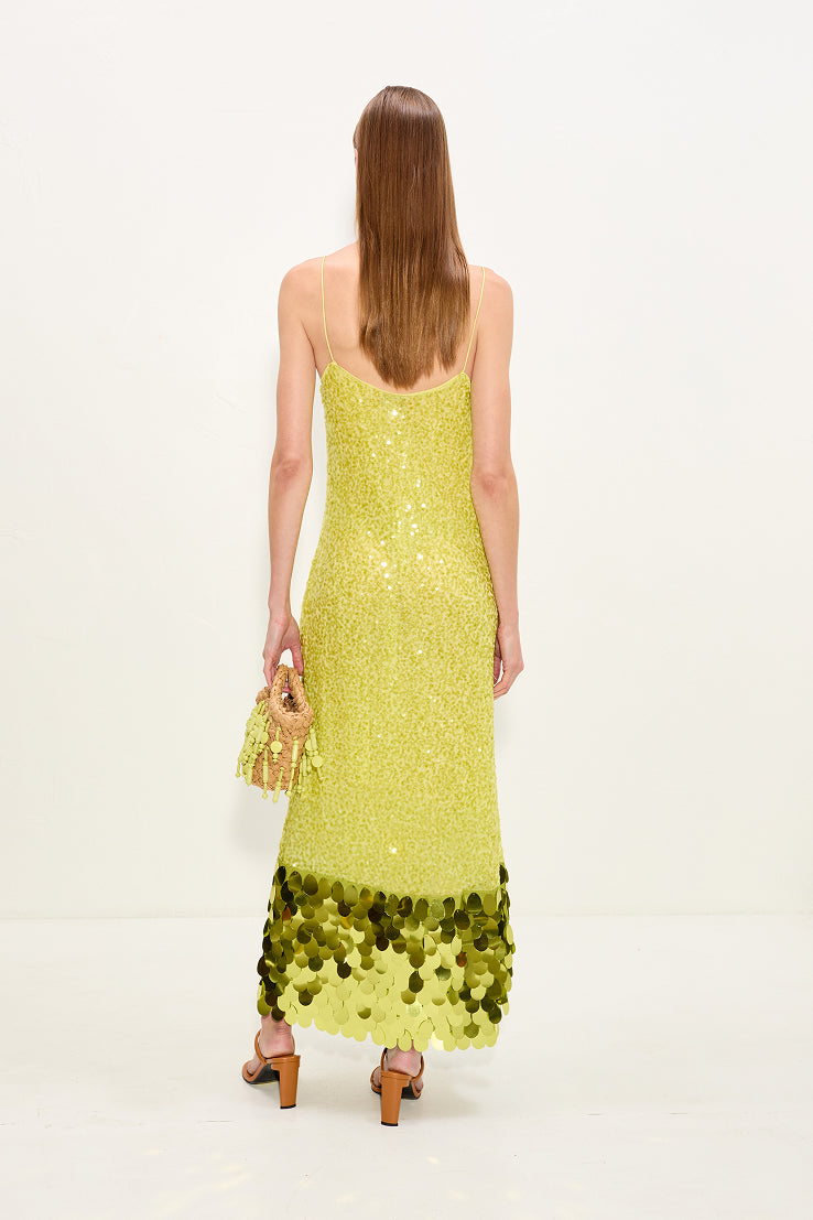 Imogen Sequin Midi Dress - Peridot Combo