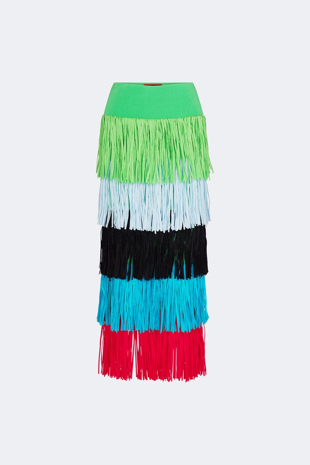 Dio Fringe Knit Skirt - Grass Green Multi