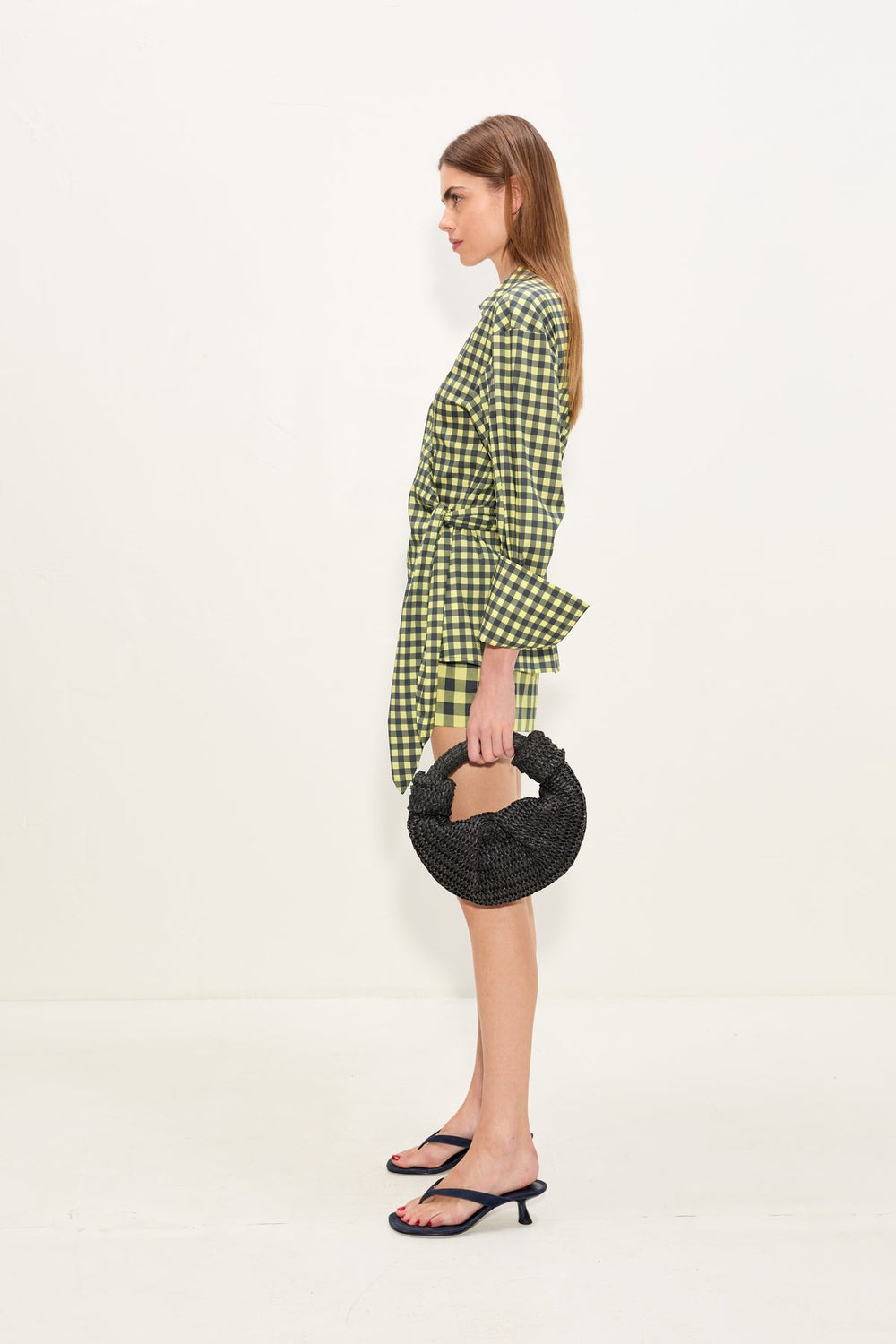 Syd Poplin Short - Peridot/Ebony Gingham