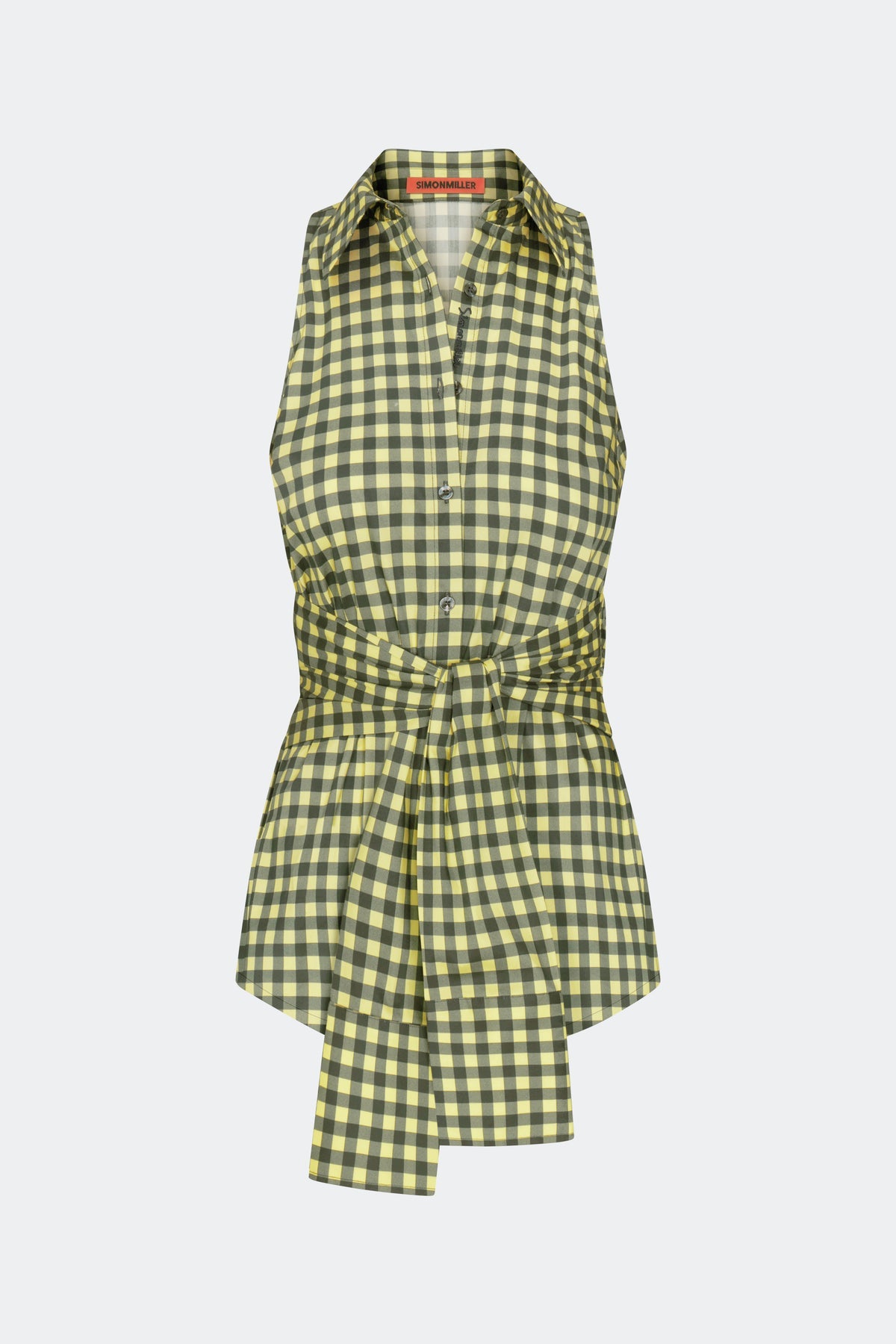 Inna Sleeveless Poplin Top - Peridot/Ebony Gingham