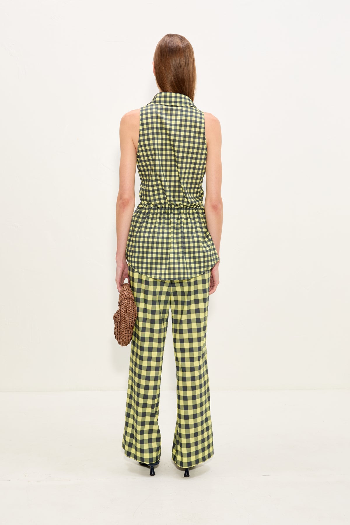 Pia Poplin Pant - Peridot/Ebony Gingham