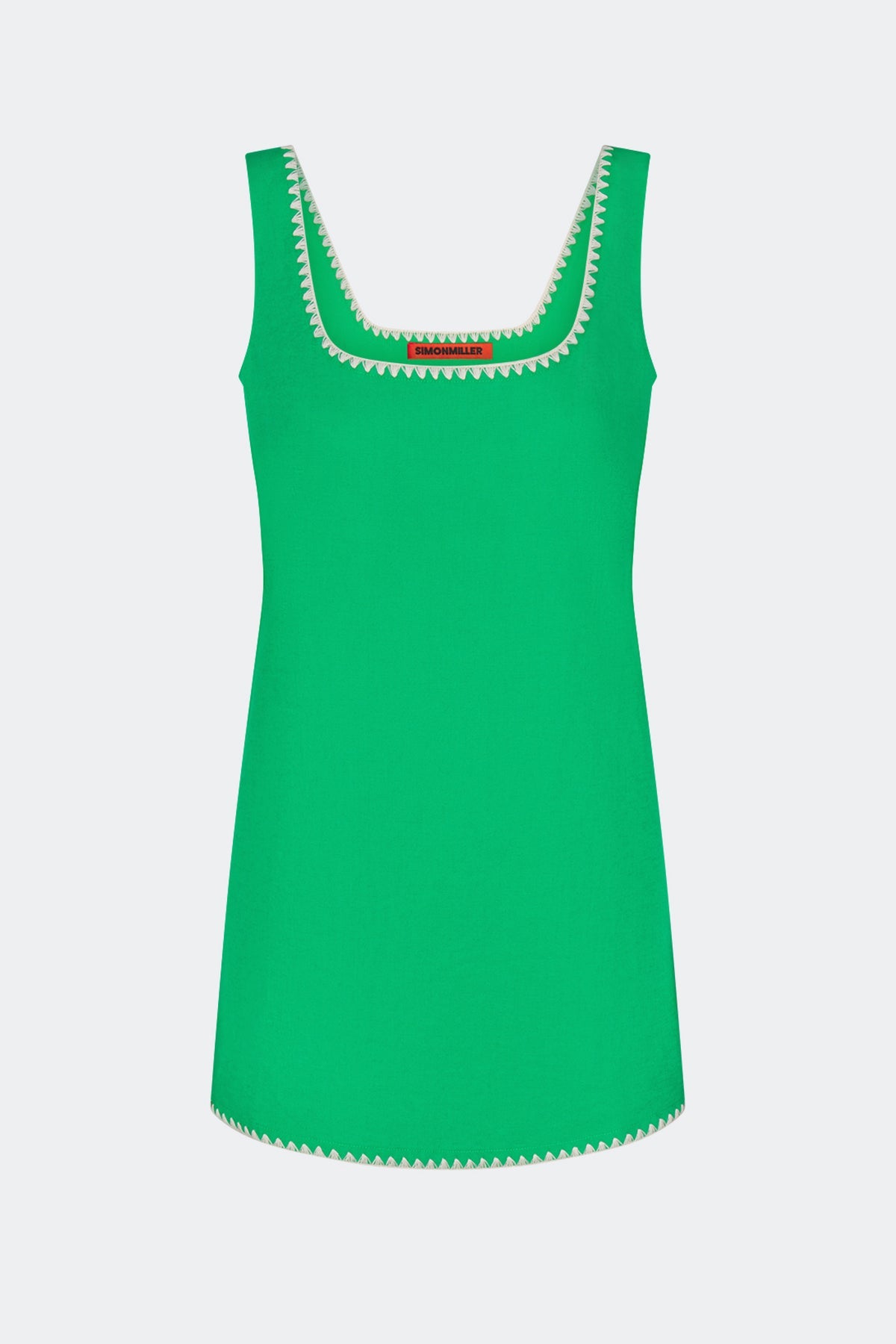 Sahara Embroidered Linen Dress - Grass Green