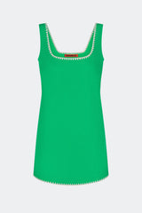 Sahara Embroidered Linen Dress - Grass Green