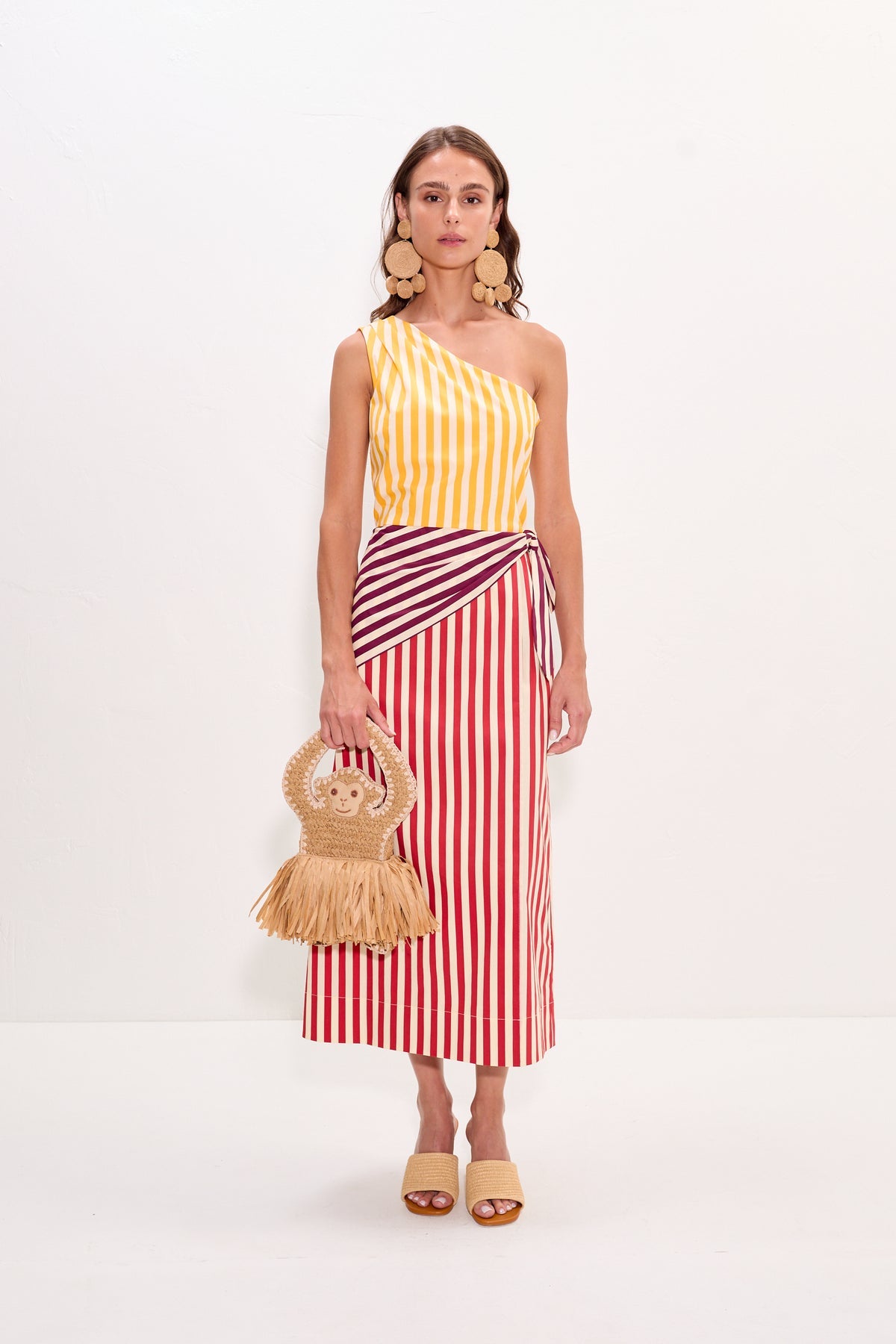 Belem Poplin Midi Dress - Red Stripe Combo