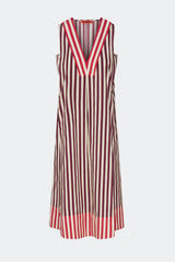 Mar Poplin Dress - Bordeaux Stripe Combo