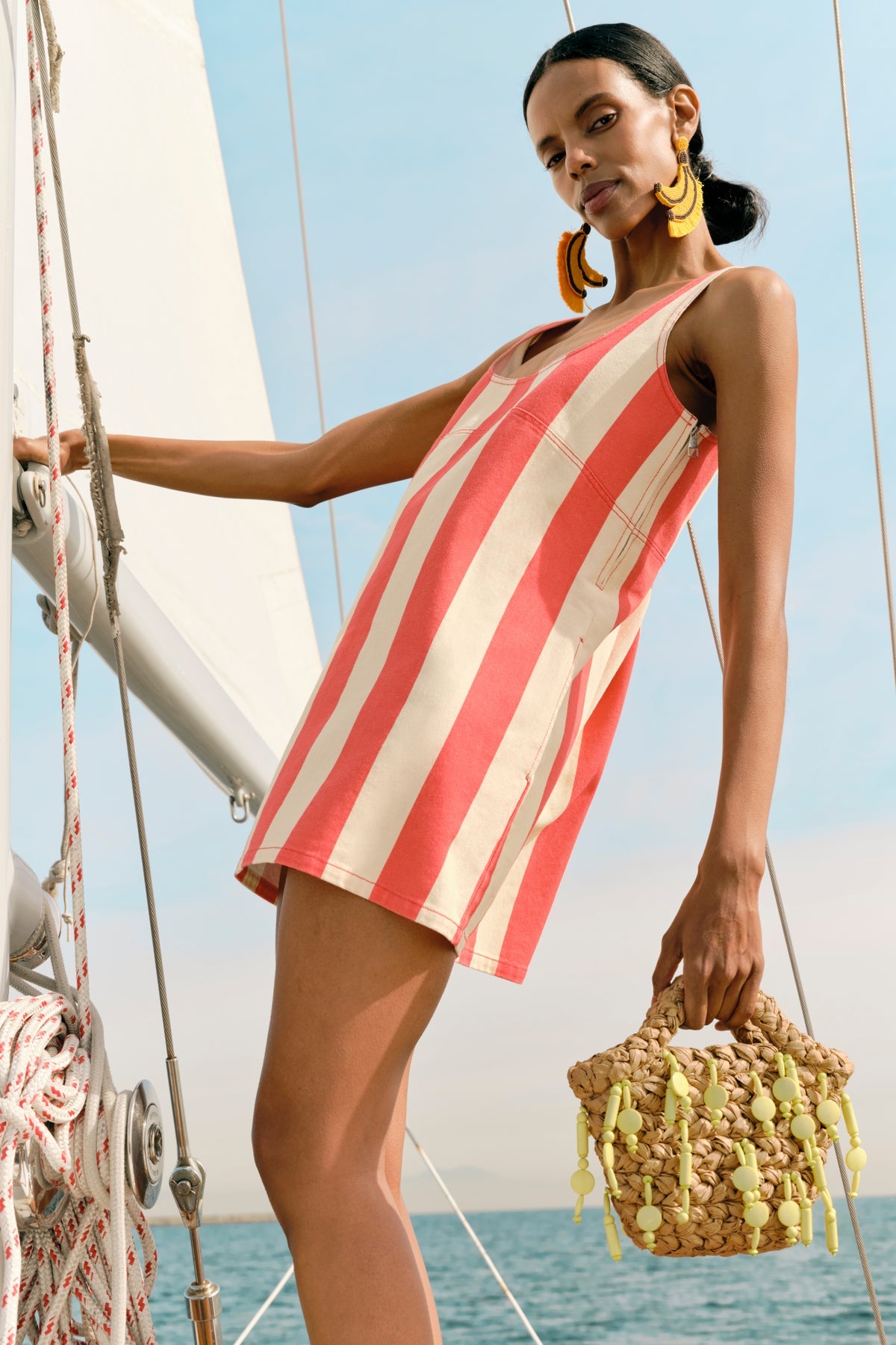 Sahara Striped Denim Dress - Venetian Red Stripe