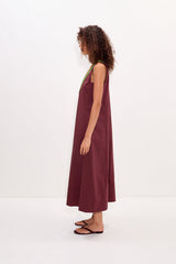 Mar Crochet Poplin Dress - Choco Brown