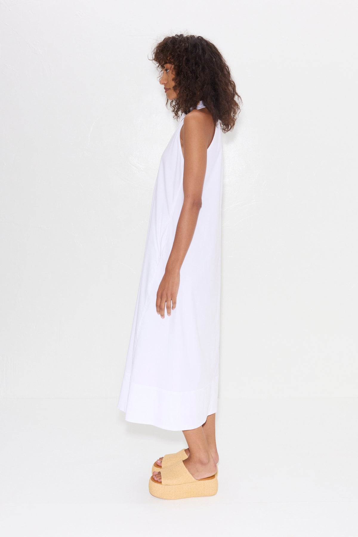 Nava Poplin Midi Dress - MACADAMIA