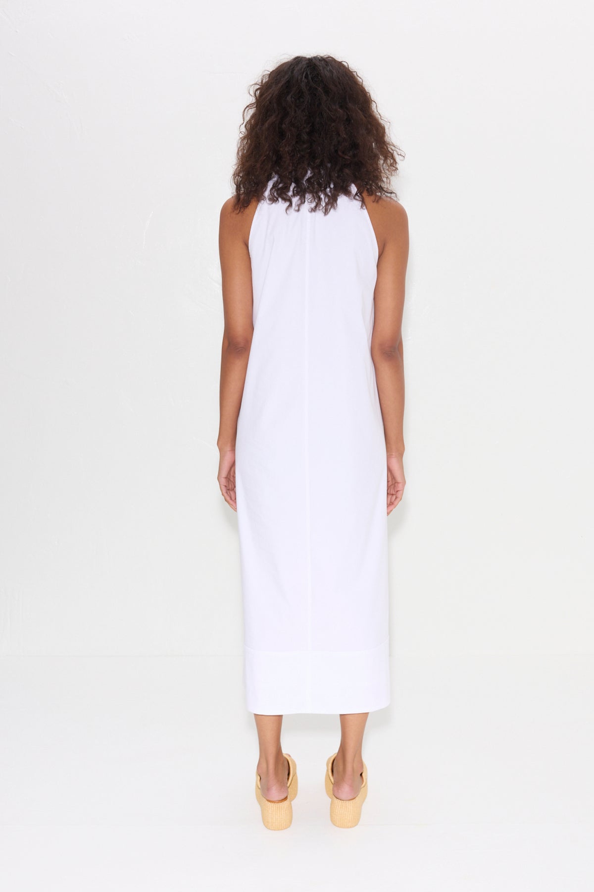 Nava Poplin Midi Dress - MACADAMIA