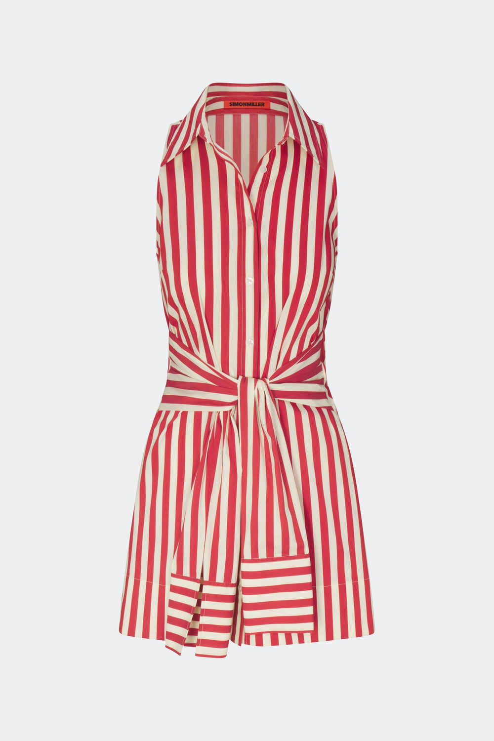 Inna Sleeveless Poplin Mini Dress - Venetian Red Stripe