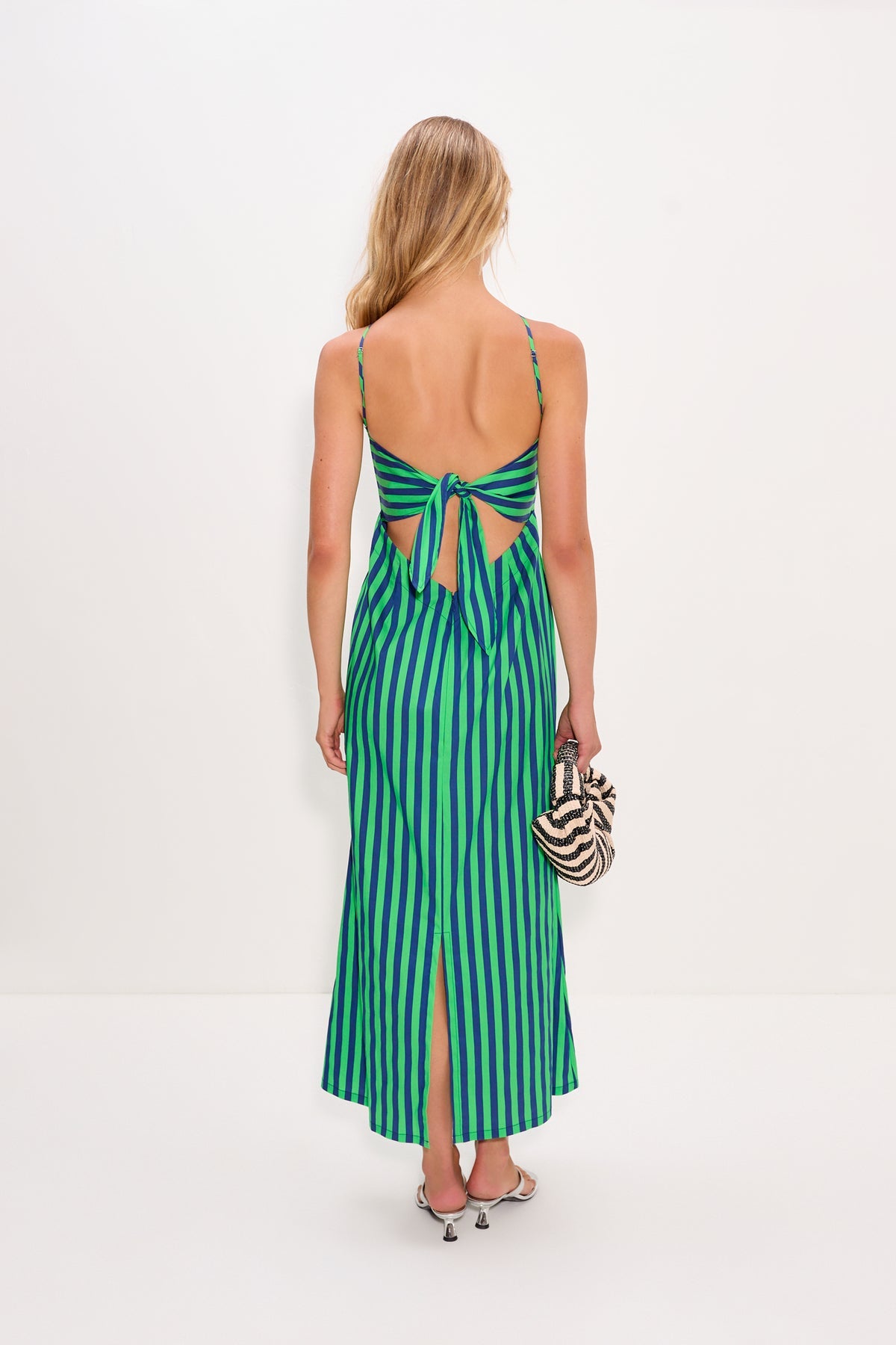 Kit Poplin Dress - Navy/Grass Green