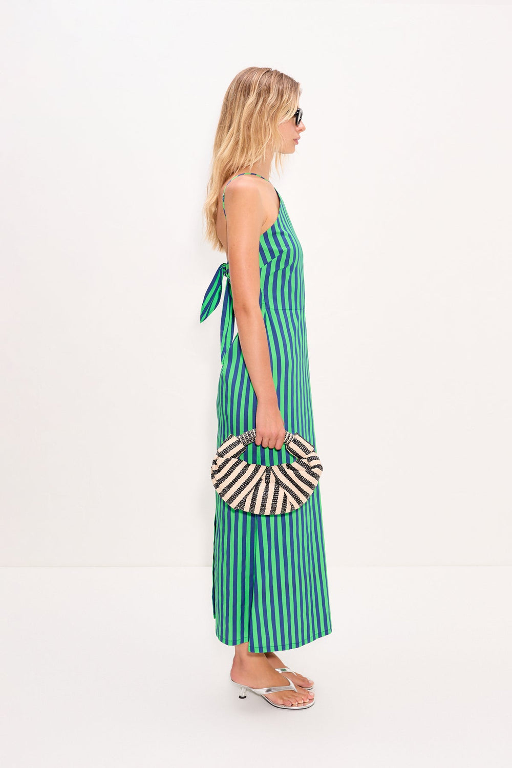Kit Poplin Dress - Navy/Grass Green