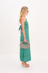 Kit Poplin Dress - Navy/Grass Green
