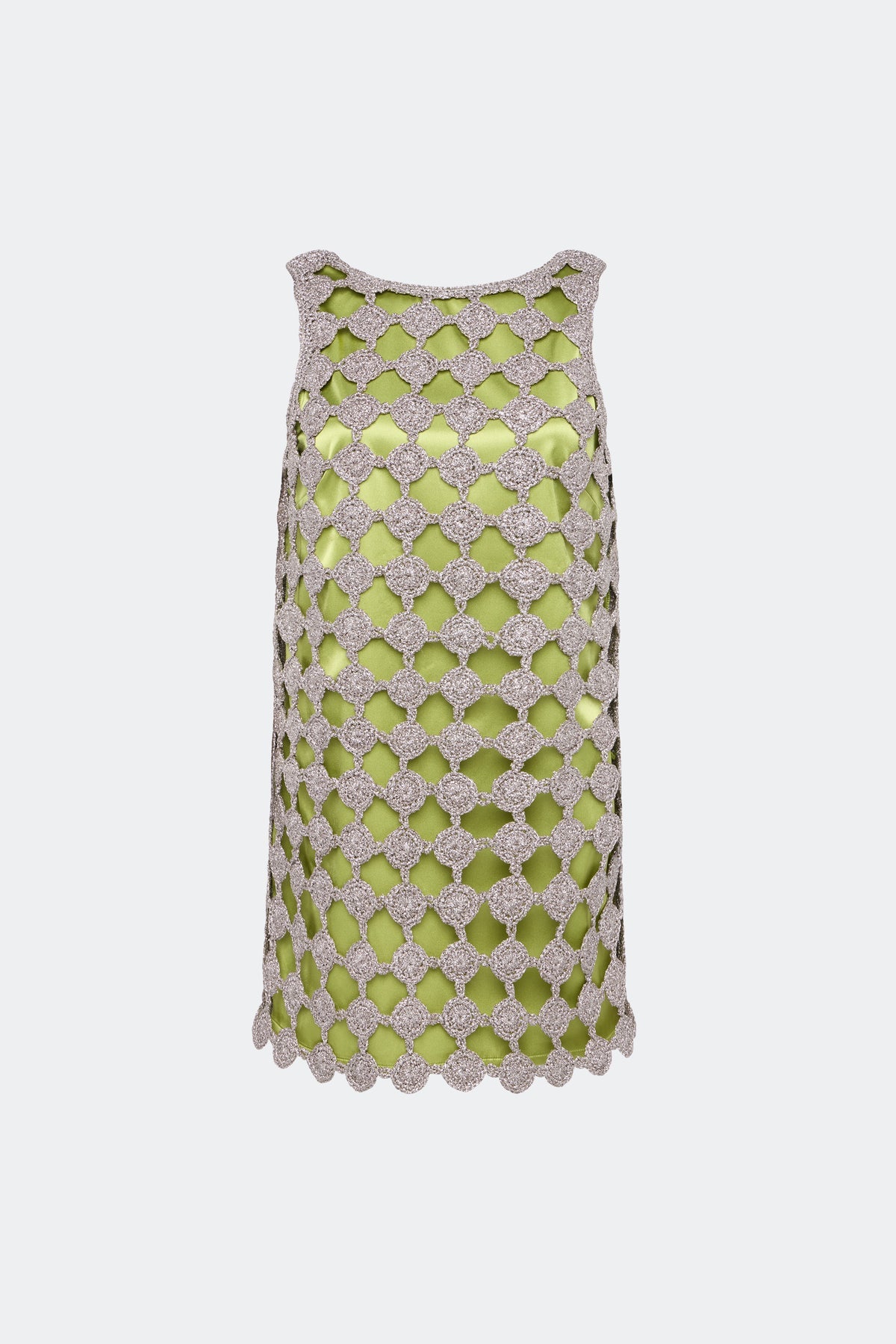 Sina Crochet Mini Dress - Moss/Satellite Silver