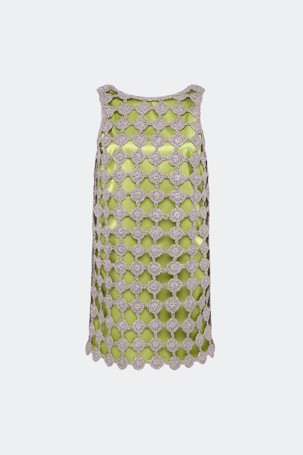 Sina Crochet Mini Dress - Moss/Satellite Silver