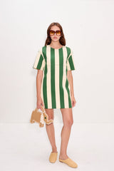 Sahara Short Sleeve Mini Dress - Gummy Green/Ecru