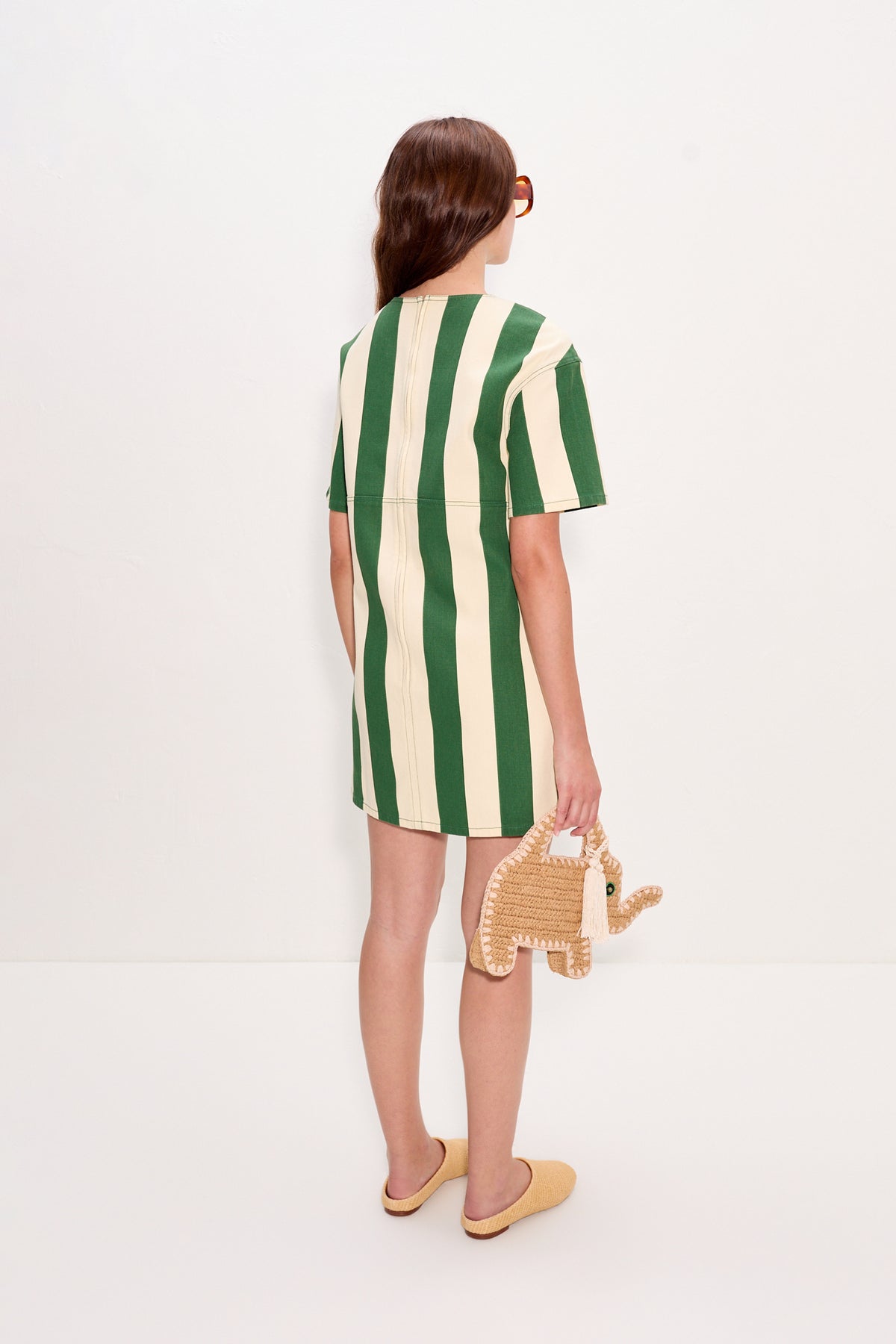 Sahara Short Sleeve Mini Dress - Gummy Green/Ecru