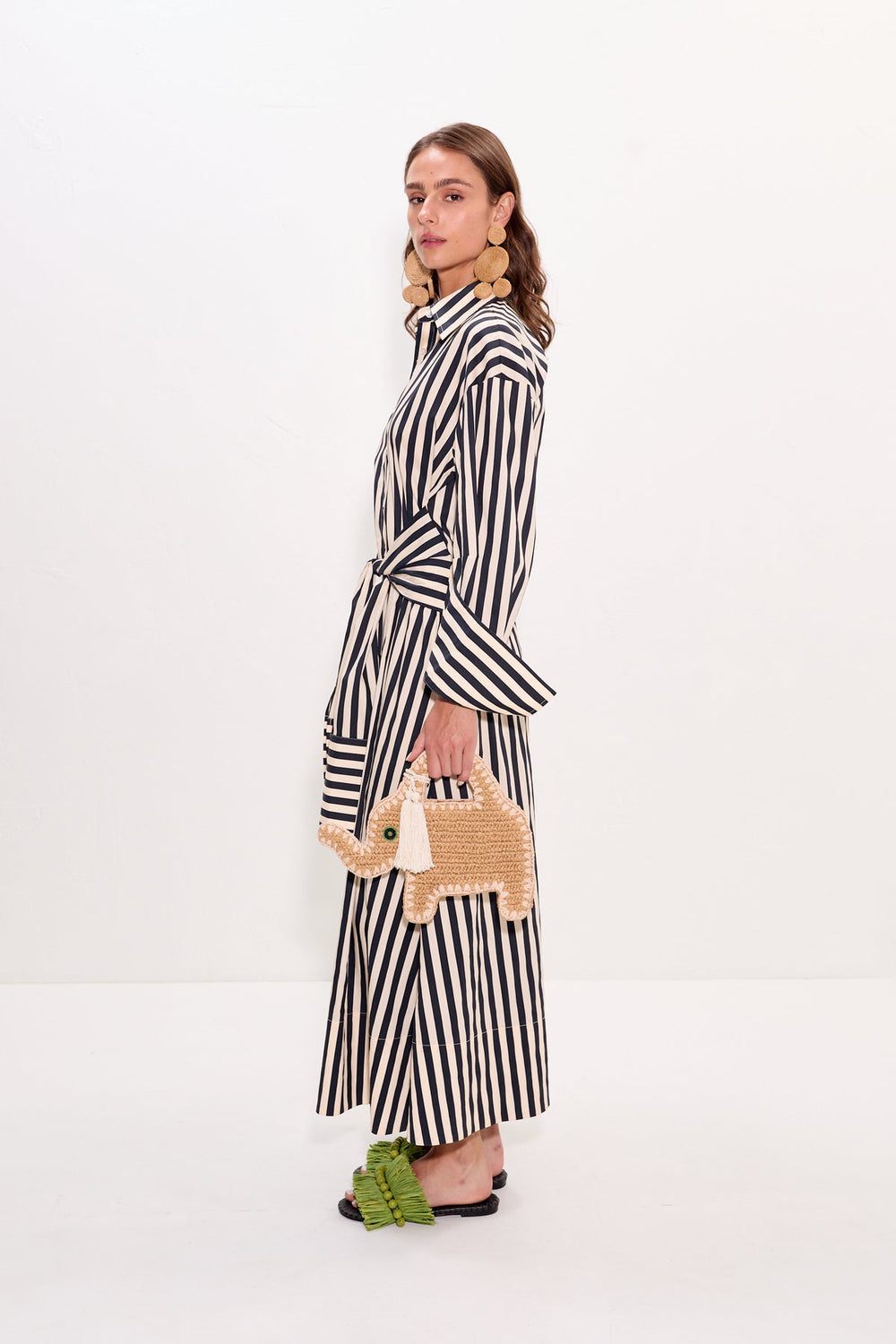 Inna Poplin Maxi Dress - Black/White Stripe