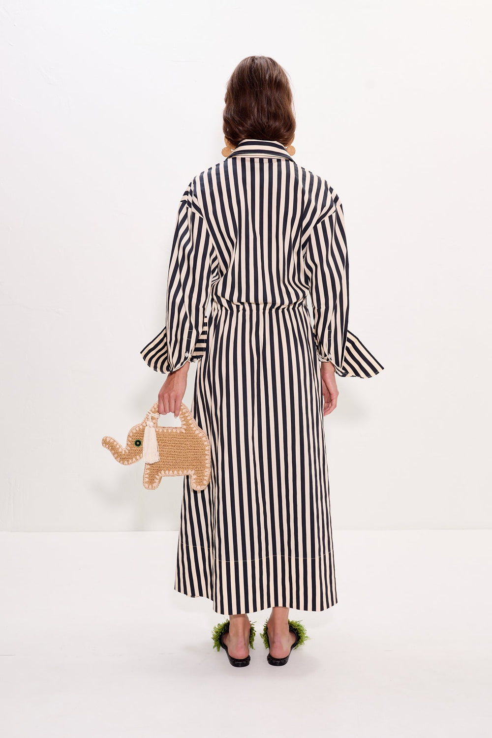 Inna Poplin Maxi Dress - Black/White Stripe