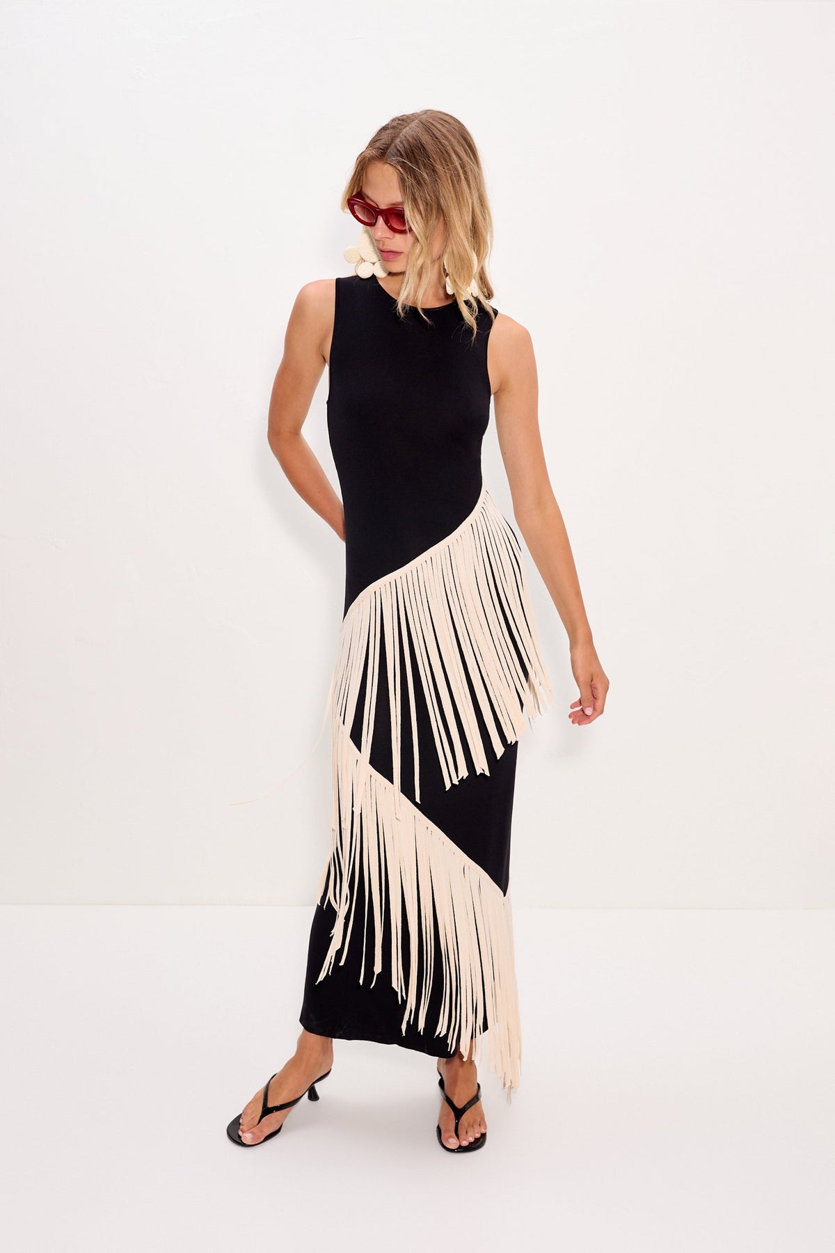Spiral Knit Dress - Black/Macadamia