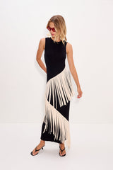 Spiral Knit Dress - Black/Macadamia