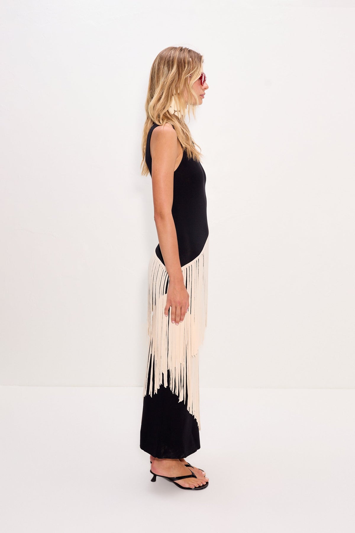 Spiral Knit Dress - Black/Macadamia