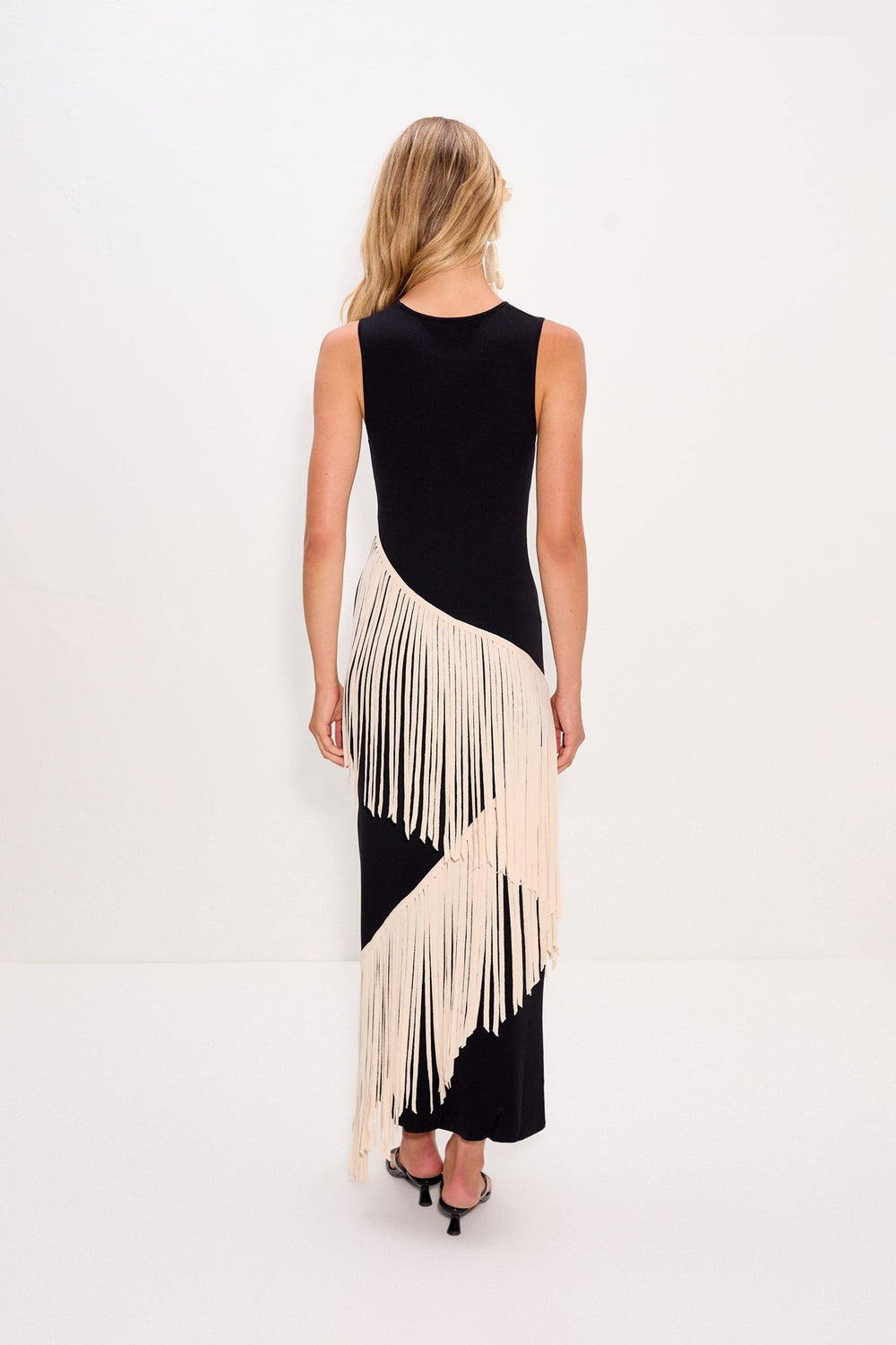 Spiral Knit Dress - Black/Macadamia