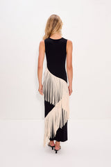Spiral Knit Dress - Black/Macadamia