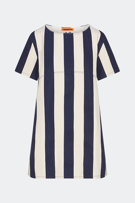 Sahara Short Sleeve Mini Dress - Navy/Cream