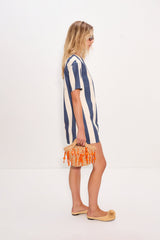 Sahara Short Sleeve Mini Dress - Navy/Cream