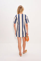 Sahara Short Sleeve Mini Dress - Navy/Cream