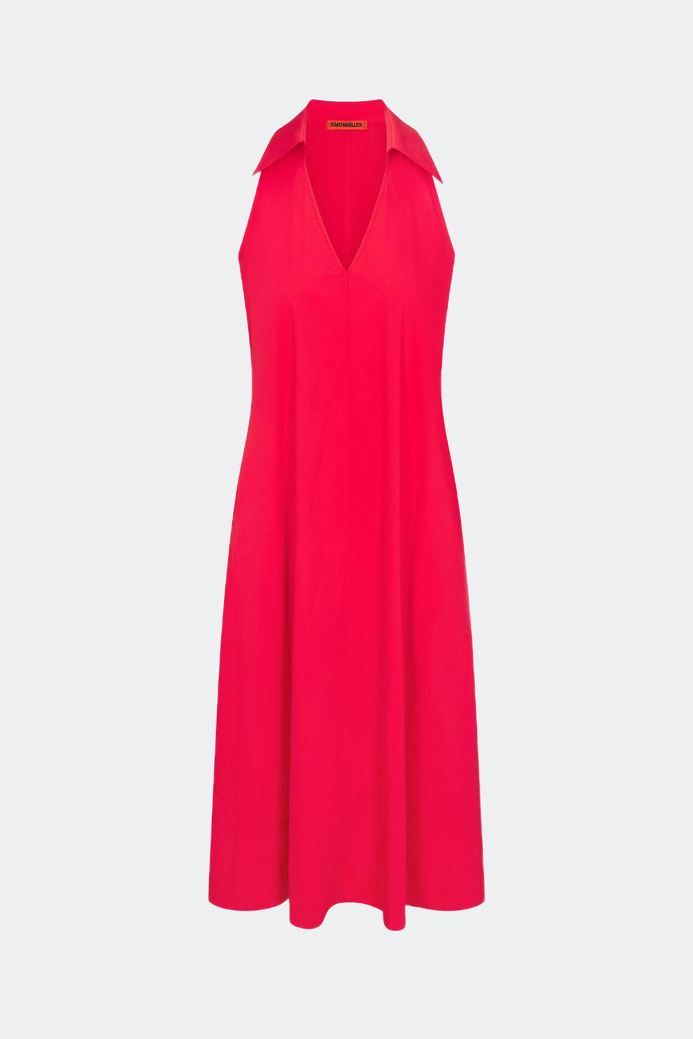 Nava Poplin Midi Dress - CHERRY RED