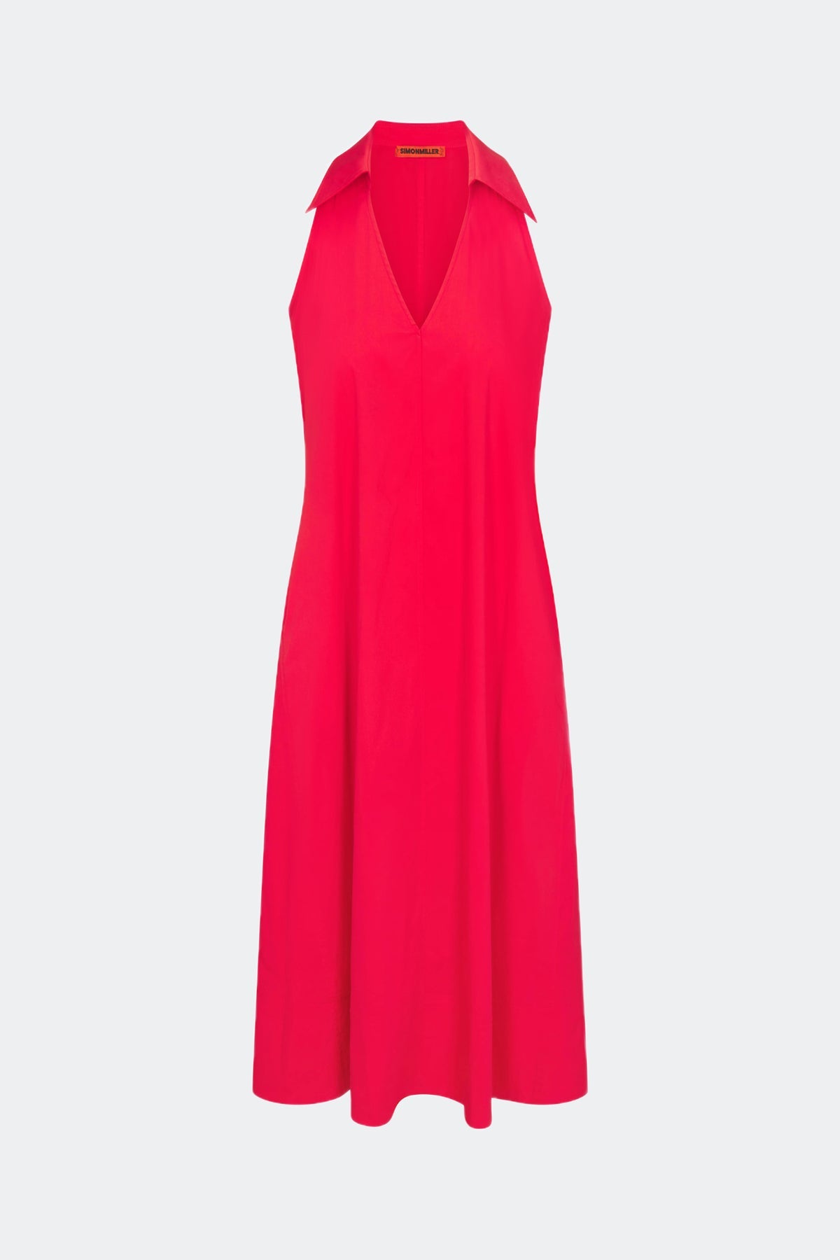 Nava Poplin Midi Dress - CHERRY RED
