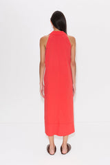 Nava Poplin Midi Dress - CHERRY RED