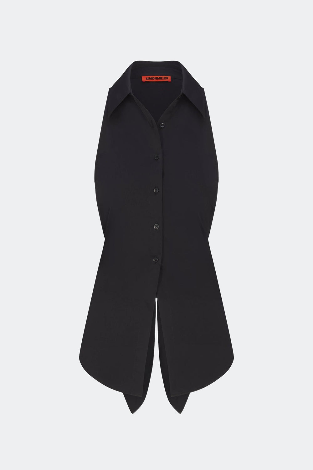 Loch Sleeveless Poplin Button Up - BLACK