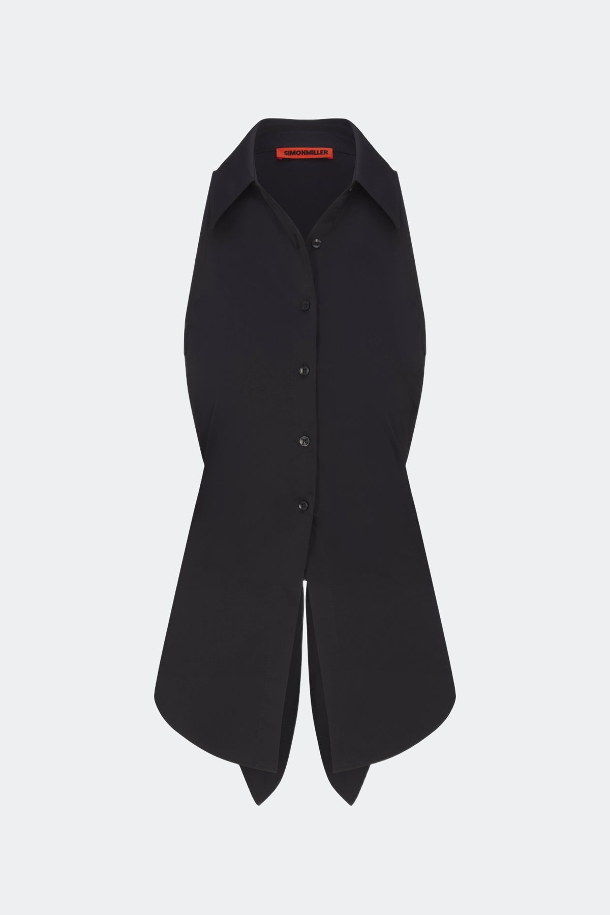Loch Sleeveless Poplin Button Up - BLACK
