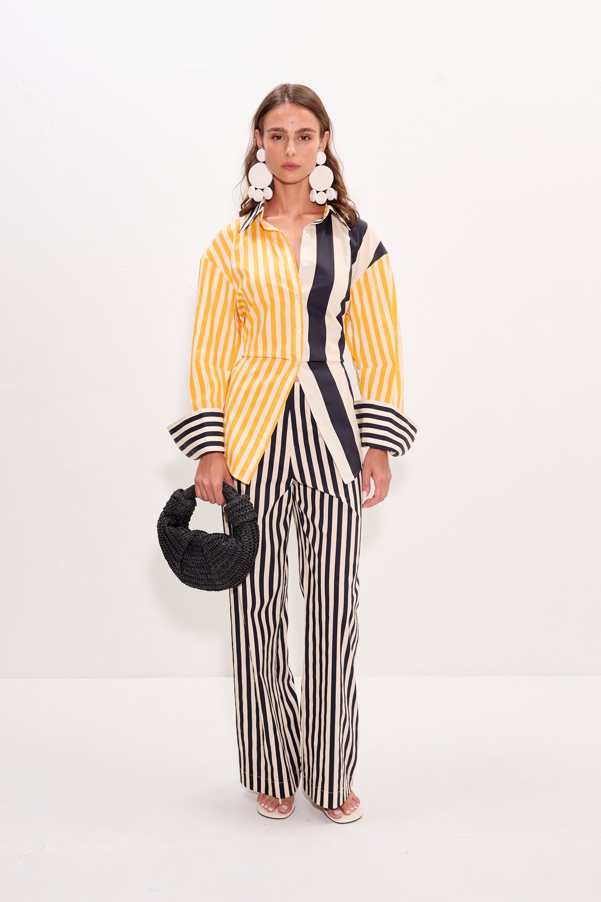 Loch Poplin Button Up - Sungold Stripe Combo